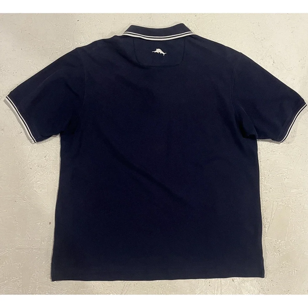 Tommy Bahama Polo Shirt Mens L Blue Supima Cotton‎ Short Sleeve Beach Comfort